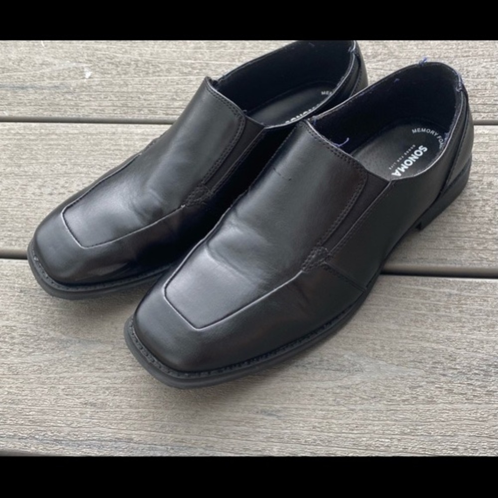 Sonoma Cristopher Boys Black Slip On Dress Shoes Size 6